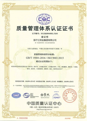 質(zhì)量管理體系認證證書